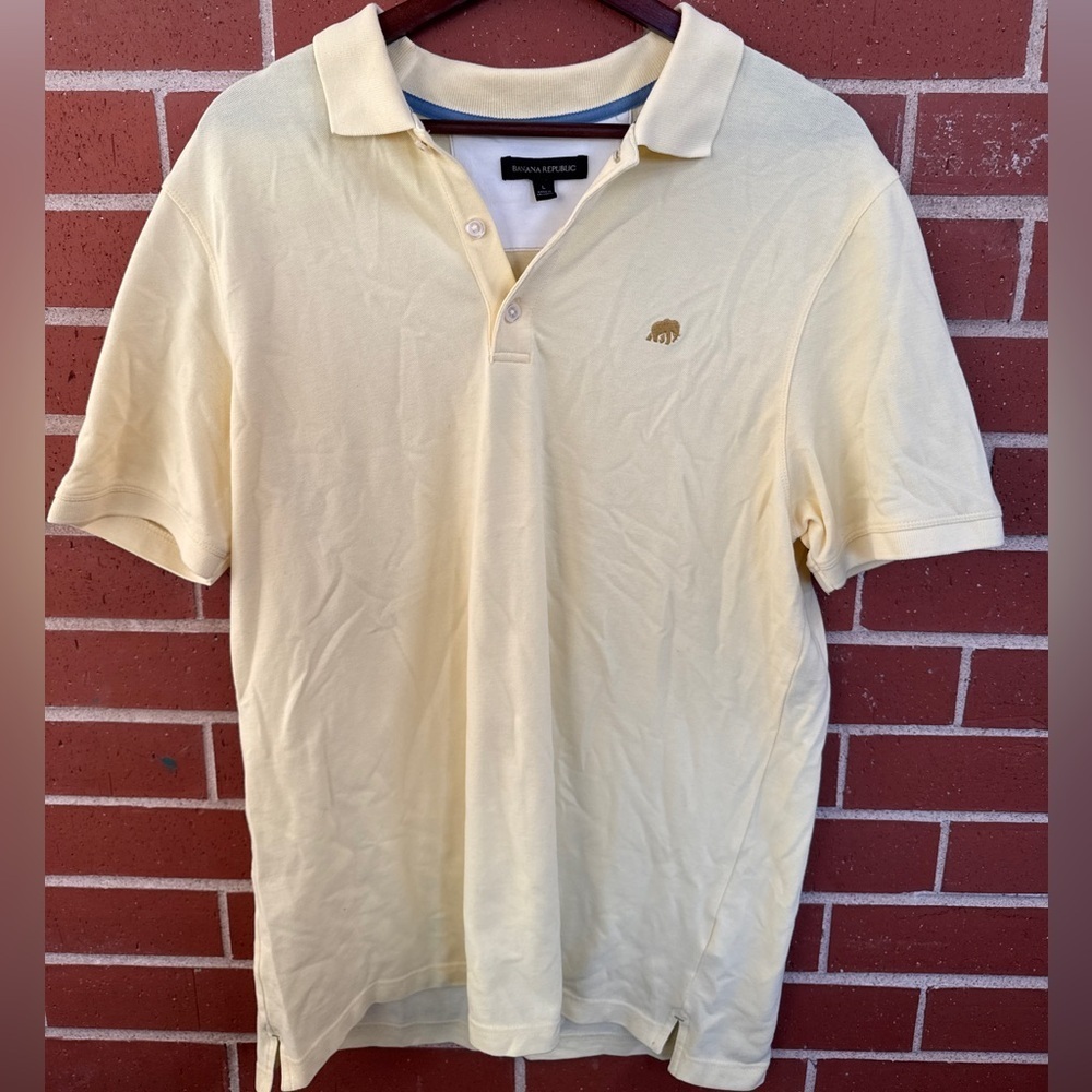 Banana Republic Polo Shirt Cream Yellow Men’s Large Short Sleeve